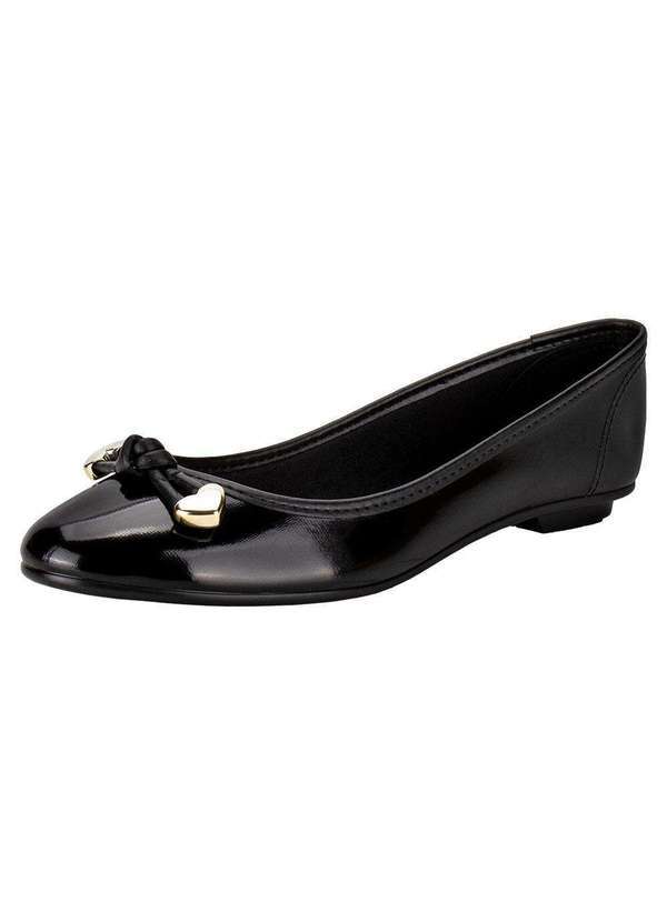 Vista 2 Sapatilha Feminina Flat Moleca 50271476 - Verniz/Preto MOLECA