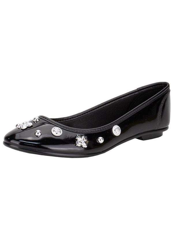 Vista 2 Sapatilha Feminina Flat Moleca 50271485 - Verniz/Preto MOLECA