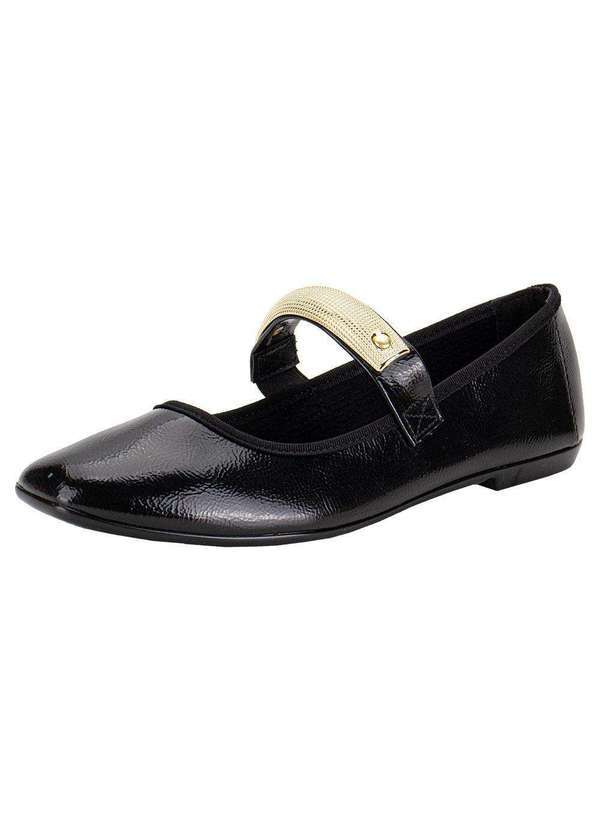 Vista 2 Sapatilha Feminina Flat Moleca 5729135 - Verniz/Preto MOLECA