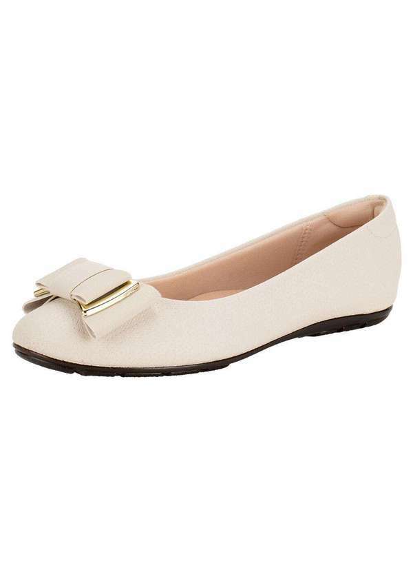 Vista 2 Sapatilha Feminina Flat Moleca 5800103 - Marfim MOLECA