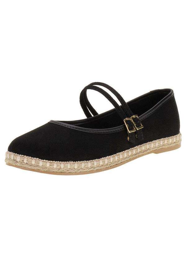 Vista 2 Sapatilha Feminina Flat Moleca 5801104 - Preto/Camurça