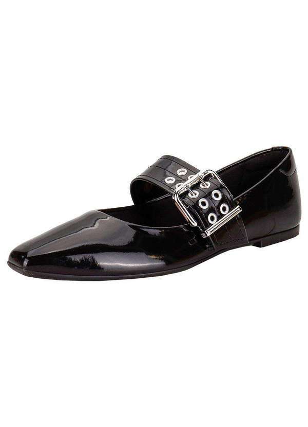 Vista 2 Sapatilha Feminina Flat Moleca 5821103 - Verniz/Preto