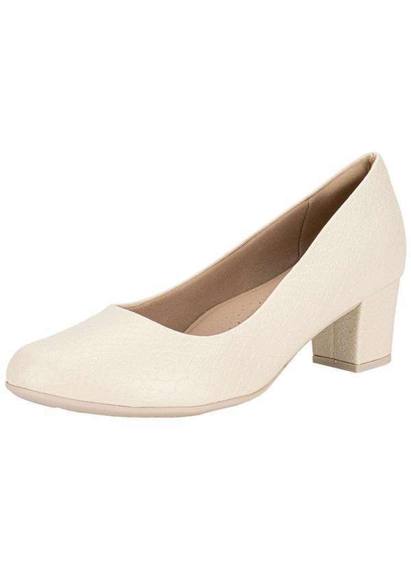 Vista 2 Sapato Feminino Salto Grosso Piccadilly 110072 Marfim Piccadilly