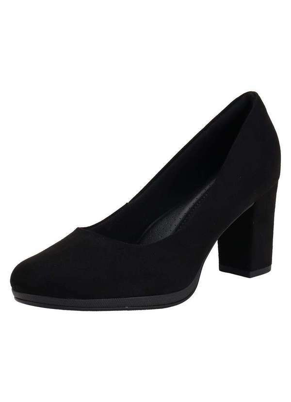 Vista 2 Sapato Feminino Salto Grosso Piccadilly 130185 Preto/Nobuck Piccadilly