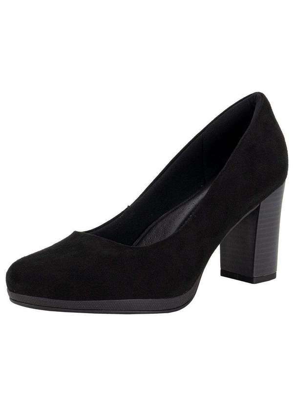 Vista 2 Sapato Feminino Salto Grosso Piccadilly 130185 Preto/Camurça Piccadilly