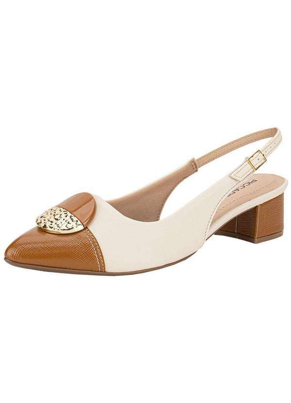 Vista 2 Sapato Feminino Salto Grosso Piccadilly 739091 - Natural Piccadilly