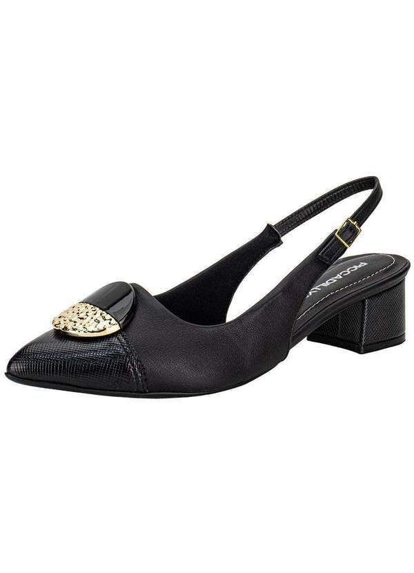 Vista 2 Sapato Feminino Salto Grosso Piccadilly 739091 - Preto Piccadilly
