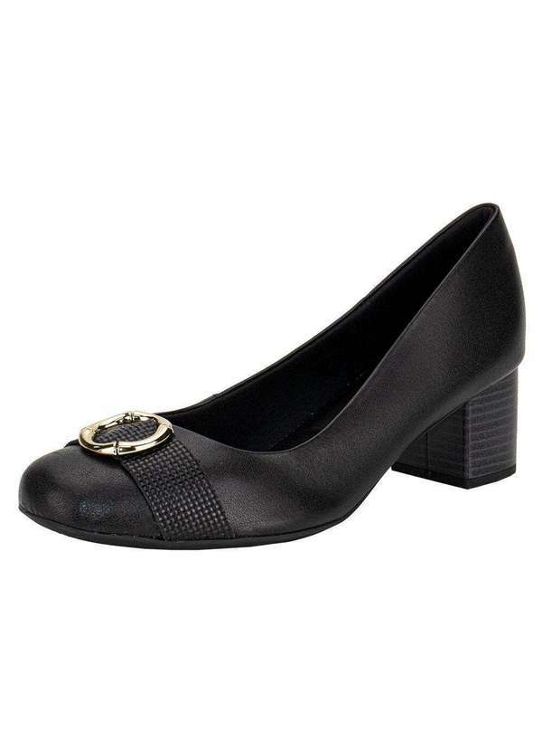 Vista 2 Sapato Feminino Salto Grosso Usaflex Ma0804 Preto Usaflex