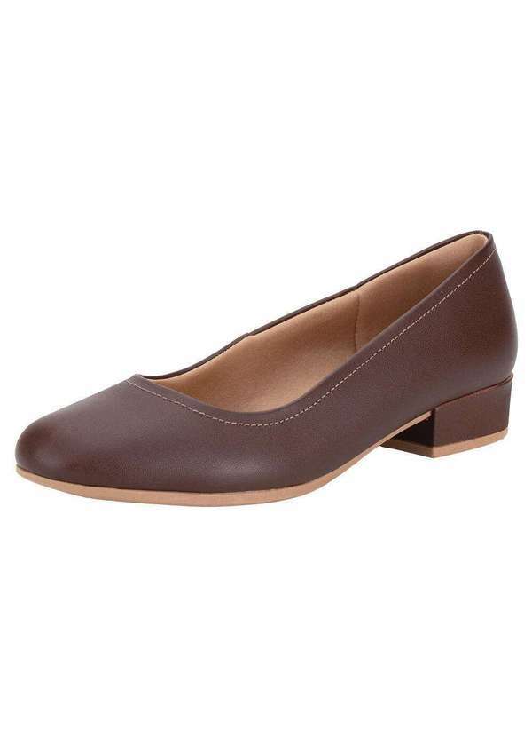 Vista 2 Sapato Feminino Salto Grosso Usaflex Uf04003 Café Usaflex