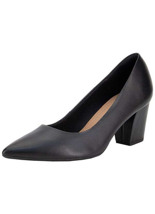 Vista 2 Sapato Feminino Salto Grosso Usaflex Z7614002 Preto Usaflex