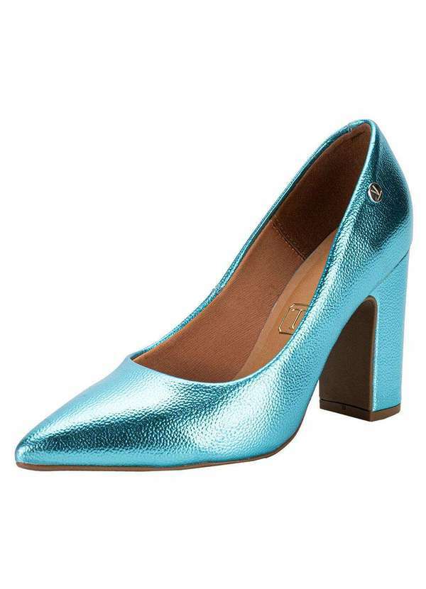 Vista 2 Sapato Feminino Salto Grosso Vizzano 1285400 - Azul
