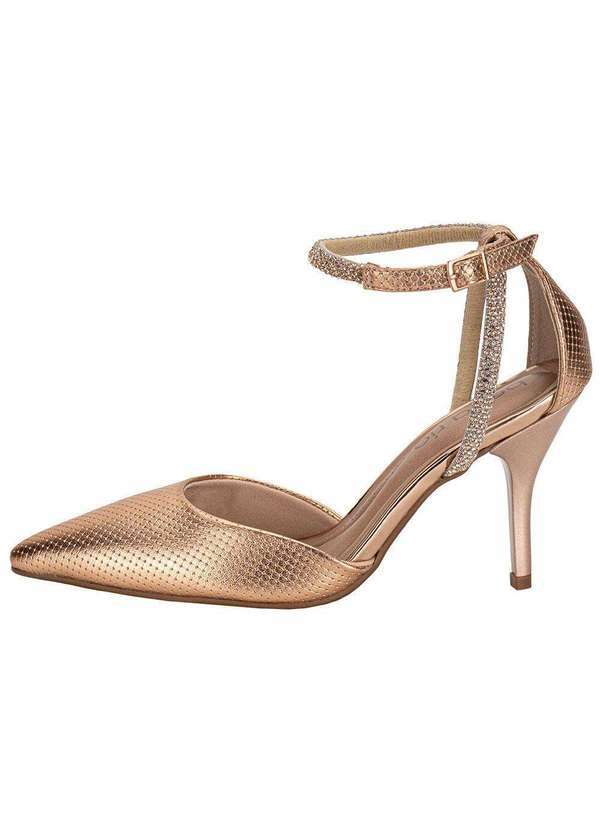 Vista 2 Scarpin Feminino Salto Fino Beira Rio 41221590 Ouro/Rosado BEIRA RIO