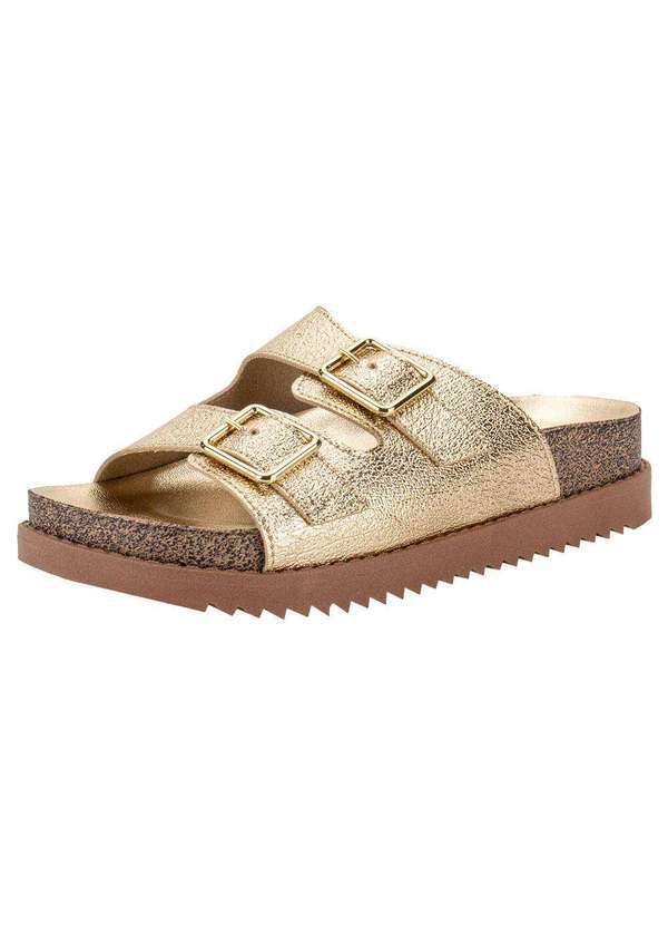 Vista 2 Sandália Feminina Conforto Moleca 5500105 - Ouro MOLECA