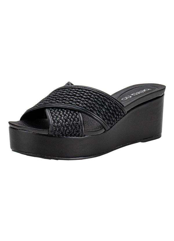 Vista 2 Tamanco Feminino Anabela Beira Rio 8407141 - Preto BEIRA RIO