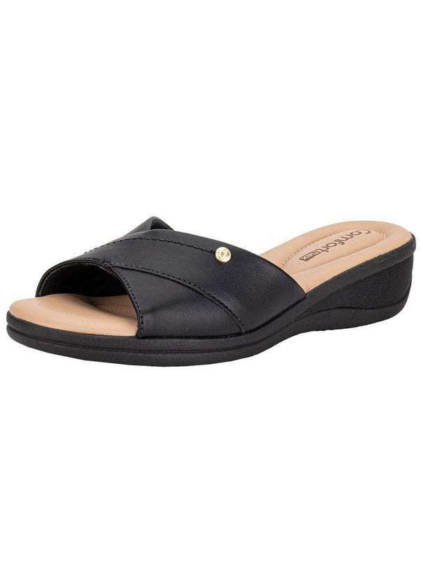 Vista 2 Tamanco Feminino Anabela Comfortflex 2588402 Preto Comfortflex