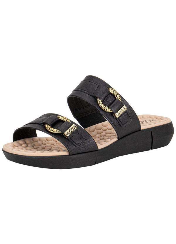 Vista 2 Tamanco Feminino Flat Modare 7142142 Preto/Bege MODARE