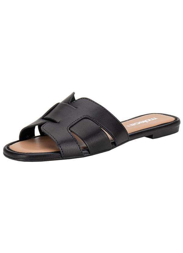 Vista 2 Tamanco Feminino Flat Moleca 5435553 - Preto MOLECA