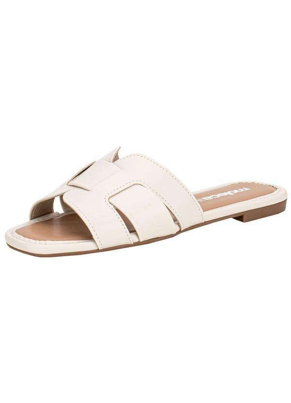 Vista 2 Tamanco Feminino Flat Moleca 5435553 - Marfim MOLECA