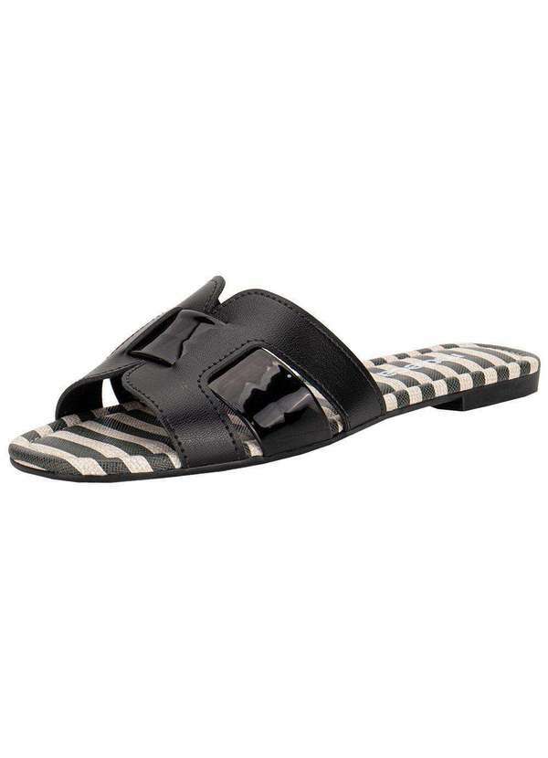 Vista 2 Tamanco Feminino Flat Moleca 5435653 - Preto MOLECA