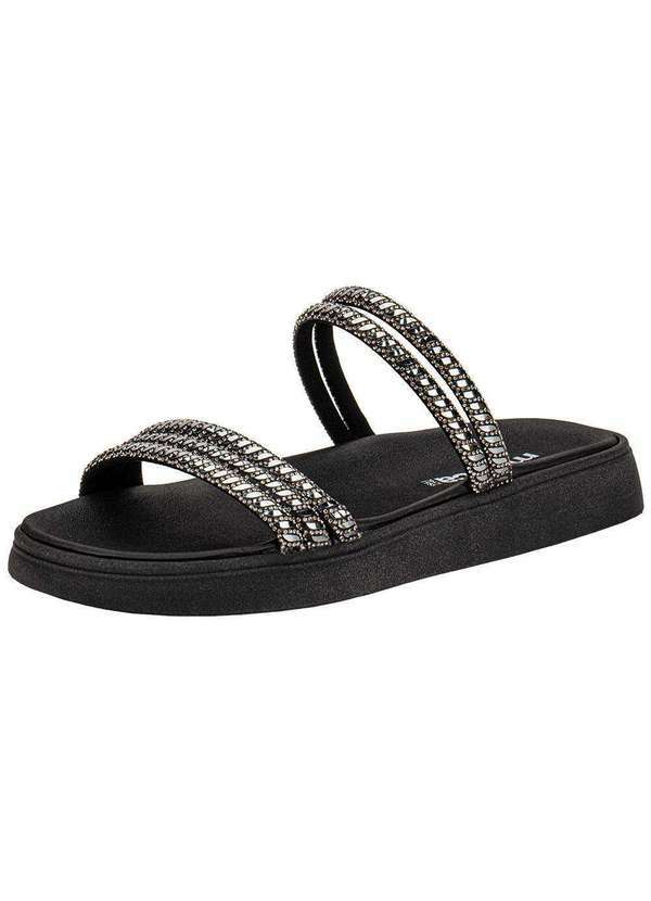Vista 2 Tamanco Feminino Flat Moleca 5469135 Preto/Cinza MOLECA