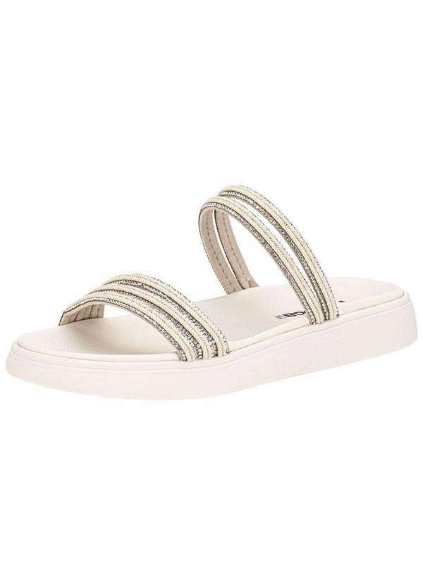 Vista 2 Tamanco Feminino Flat Moleca 5469135 Marfim MOLECA