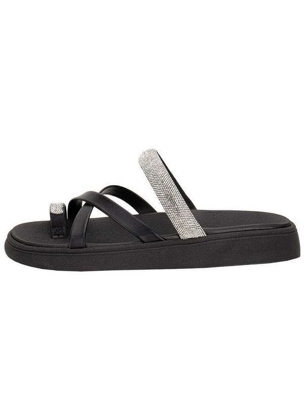 Vista 2 Tamanco Feminino Flat Moleca 5469147 - Preto MOLECA
