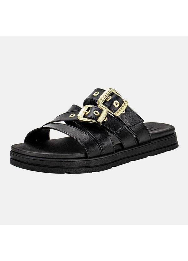 Vista 2 Tamanco Feminino Flat Moleca 5490124 - Preto