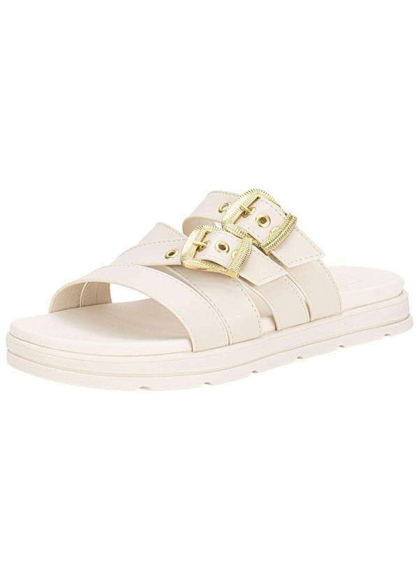 Vista 2 Tamanco Feminino Flat Moleca 5490124 - Branco/Off