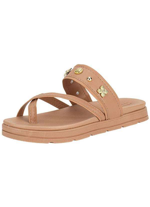 Vista 2 Tamanco Feminino Flat Moleca 5490125 Salmão MOLECA