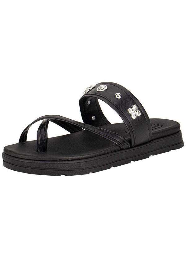Vista 2 Tamanco Feminino Flat Moleca 5490125 Preto MOLECA
