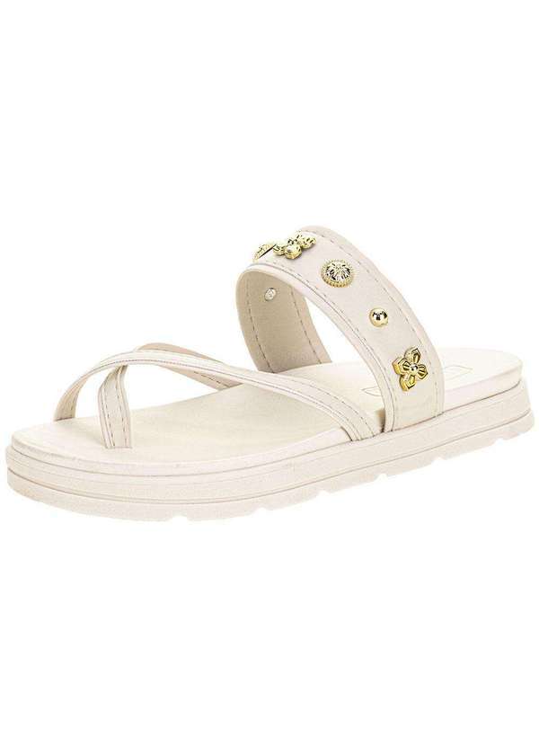 Vista 2 Tamanco Feminino Flat Moleca 5490125 Branco/Off MOLECA