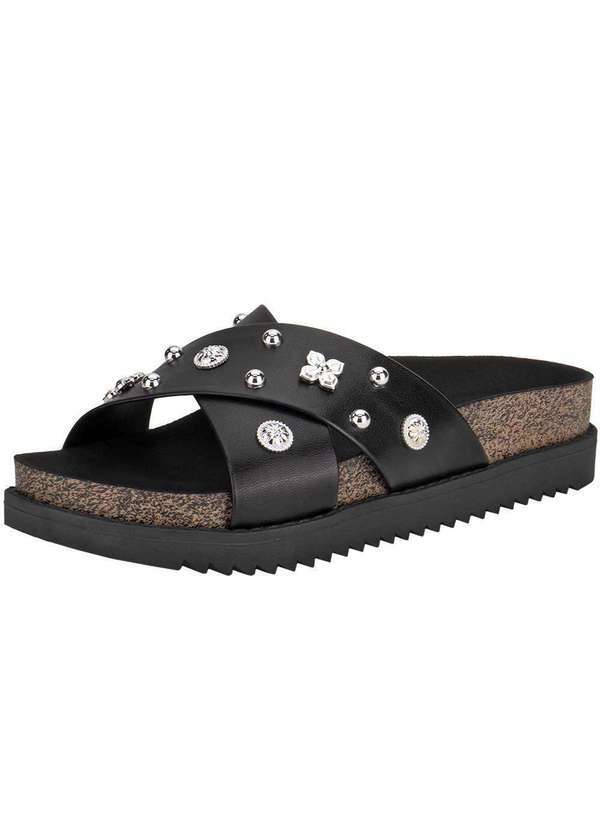 Vista 2 Tamanco Feminino Flat Moleca 5500112 Preto MOLECA