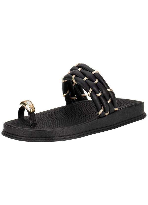 Vista 2 Tamanco Feminino Flat Moleca 5556111 Preto MOLECA