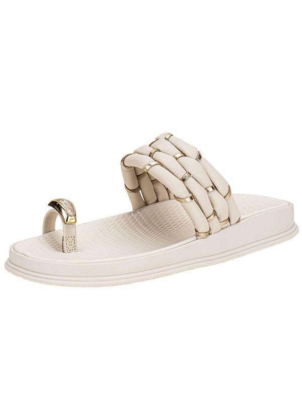 Vista 2 Tamanco Feminino Flat Moleca 5556111 Branco/Off MOLECA