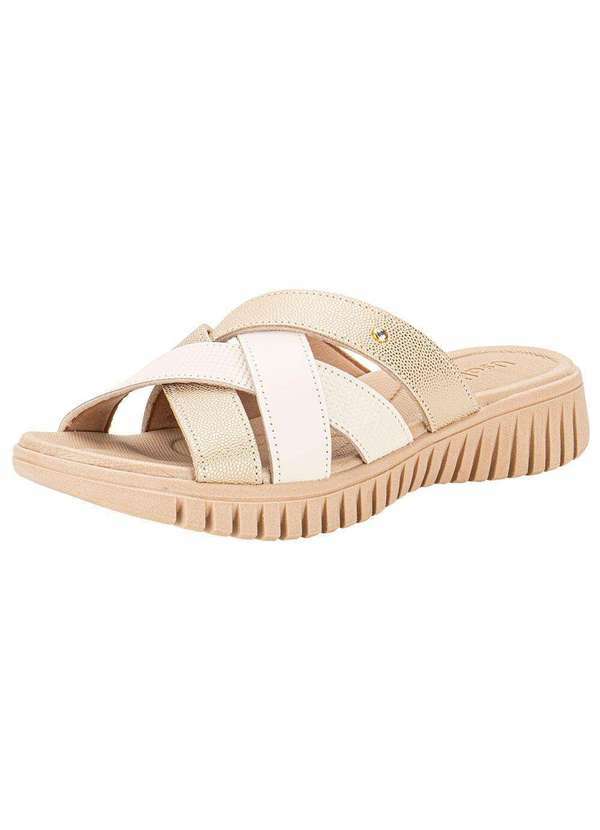 Vista 2 Tamanco Feminino Flat Usaflex Uc21002 - Ouro Usaflex