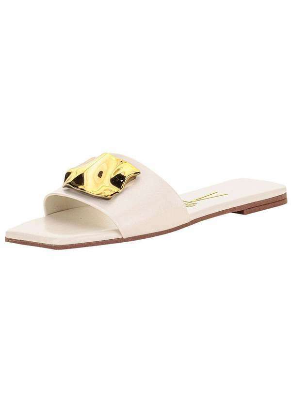 Vista 2 Tamanco Feminino Flat Vizzano 6553100 - Branco/Off VIZZANO