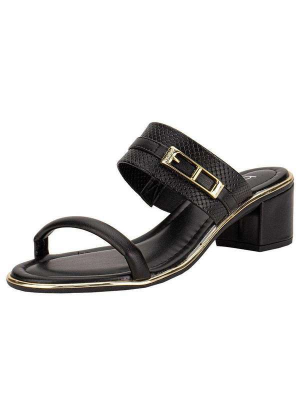 Vista 2 Tamanco Feminino Salto Grosso Beira Rio 8379252 - Preto/Dourado BEIRA RIO