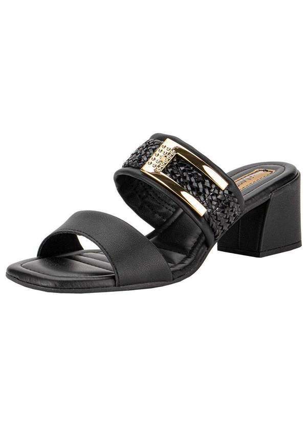 Tamanco Feminino Salto Grosso Mississipi Mb833 - Preto