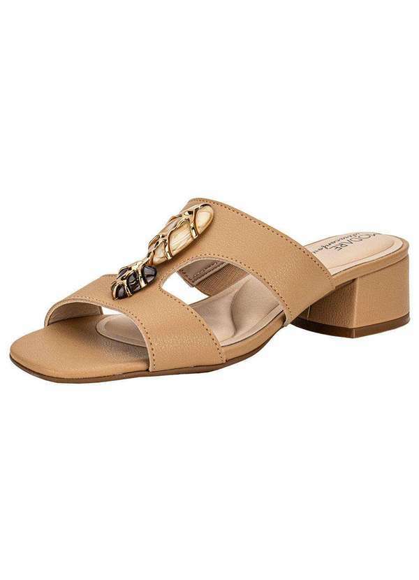 Vista 2 Tamanco Feminino Salto Grosso Modare 7211104 - Bege