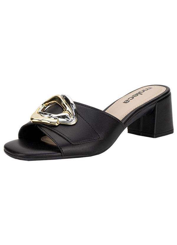 Vista 2 Tamanco Feminino Salto Grosso Moleca 5496117 - Preto MOLECA