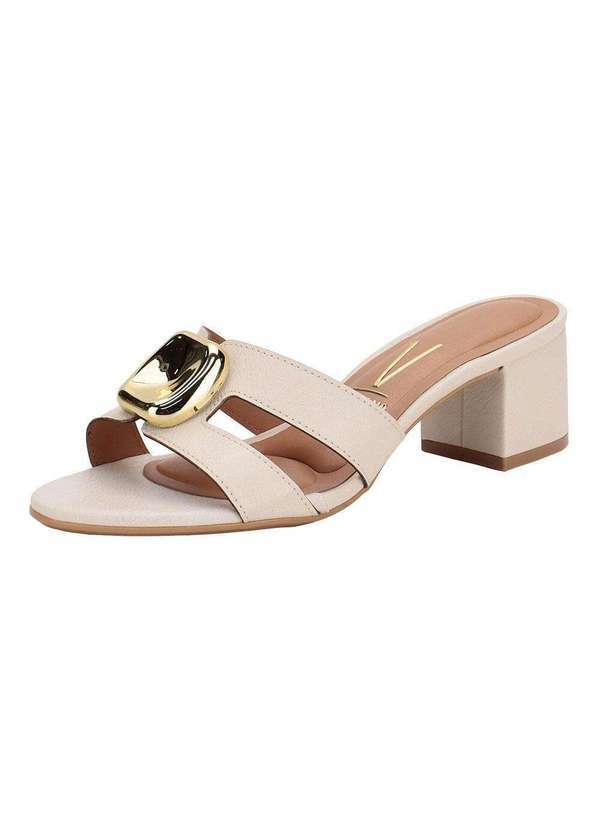 Vista 2 Tamanco Feminino Salto Grosso Vizzano 62911187 Marfim VIZZANO