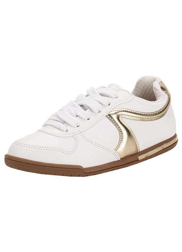 Vista 2 Tênis Feminino Casual Beira Rio 4326101 - Branco/Dourado BEIRA RIO