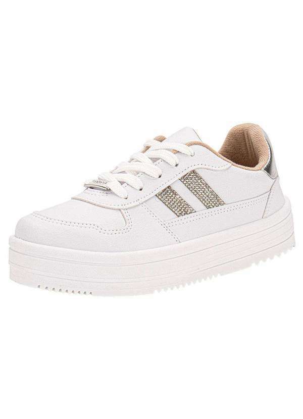 Vista 2 Tênis Feminino Casual Moleca 5782315 - Branco/Prata MOLECA