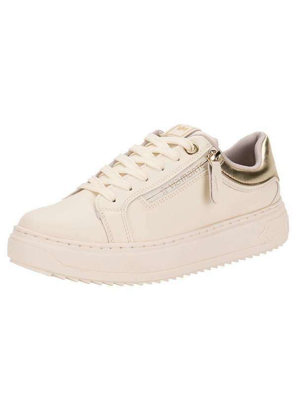 Vista 2 Tênis Feminino Casual Via Marte 206001 - Bege/Ouro VIA MARTE