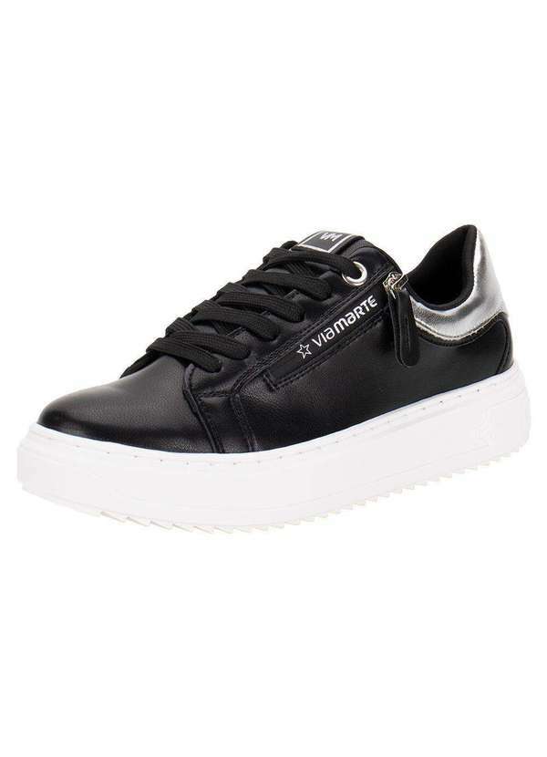 Vista 2 Tênis Feminino Casual Via Marte 206001 - Preto/Prata