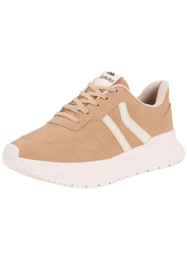 Vista 2 Tênis Feminino Jogging Dakota D0142 - Bege/Branco
