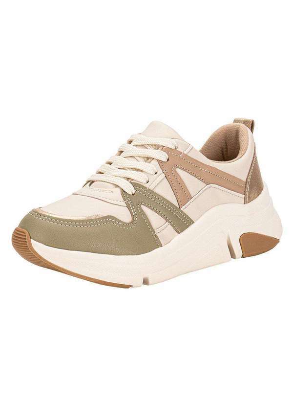 Vista 2 Tênis Feminino Modare 7401102 - Bege/Verde MODARE