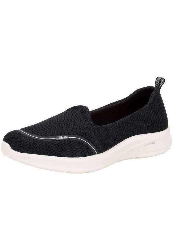 Vista 2 Tênis Feminino Slip On Actvitta 4853100 Preto/Bege ACTVITTA