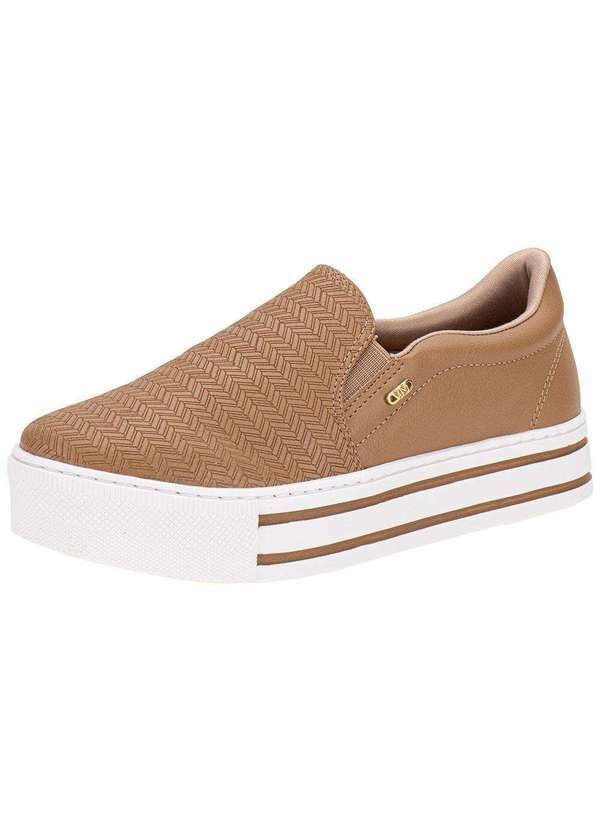 Vista 2 Tênis Feminino Slip On Via Marte 010023 Camel VIA MARTE