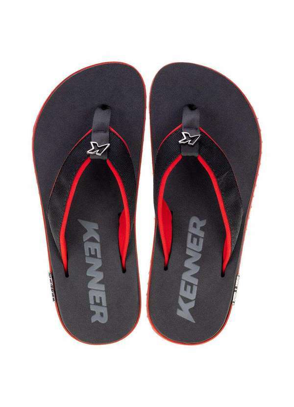 Vista 2 Chinelo Masculino Kivah Cushy Kenner - Tkh - Preto/Vermelho 01 Kenner
